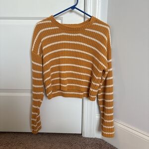 Belle Du Jour Mustard and White Striped Sweater